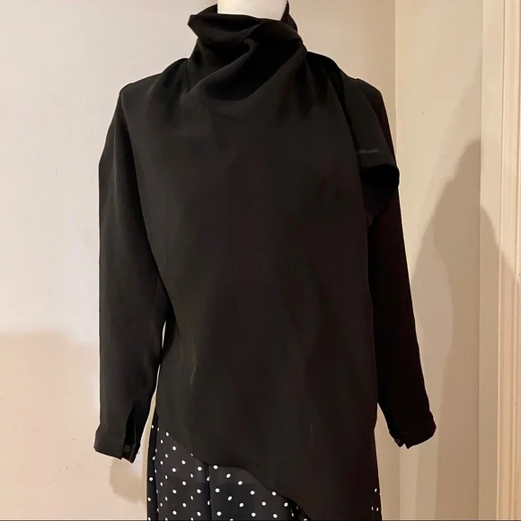 Morgane Le Fay Black Silk Asymmetrical Drape Front Jacket, size S - Picture 4 of 14